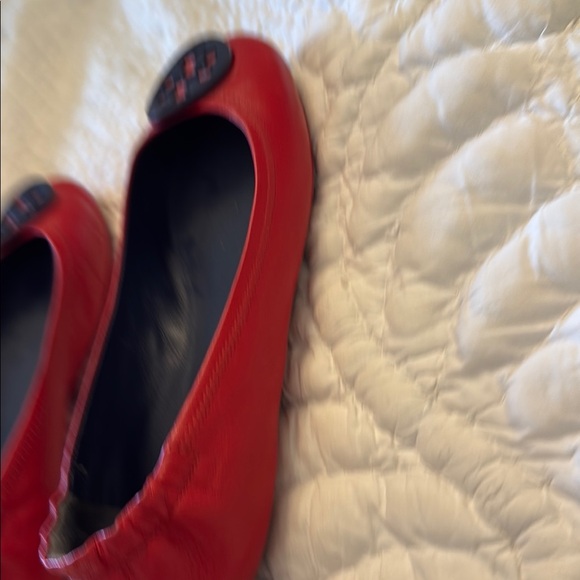 Tory Burch Red and Black Flats with Logo - Picture 3 of 7